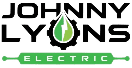 Logo for Johnny Lyons Electric featuring a green gear with a lightning bolt inside and the word "ELECTRIC" in a green bar beneath the company name.